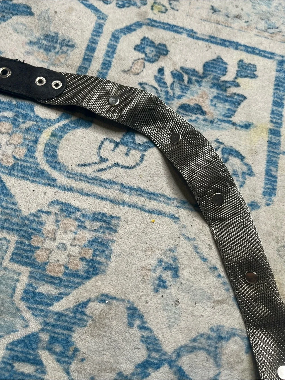 Women’s black Leather Belt with Silver Metal Accents